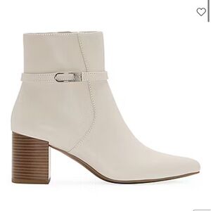 Liz Claiborne Cream Ankle Booties with Chunky Heel